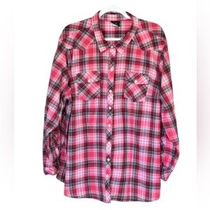 Torrid Button Up Plaid Shirt With Pockets Size 4